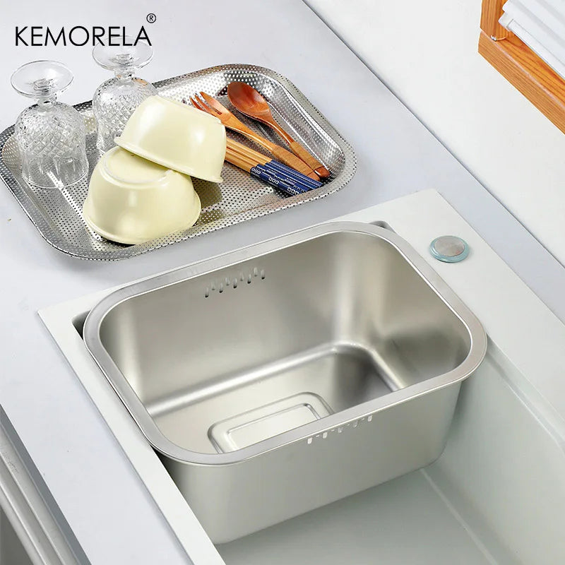 10L Stainless Steel Dishpan with Filter Screen | Kitchen Wash Basin Kitchen Wash Basin Axl