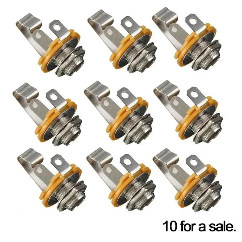 10-Pack Electric Guitar Input Jack 1/4" Mono Socket Nut & Washer Guitar Jack Socket Axl 10pcs Set