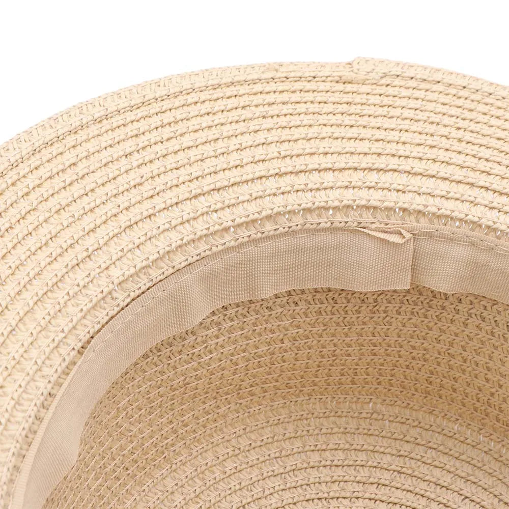 French Flat Top Straw Sun Hat – Unisex Beach & Vacation Cap Straw Sun Hat Axl