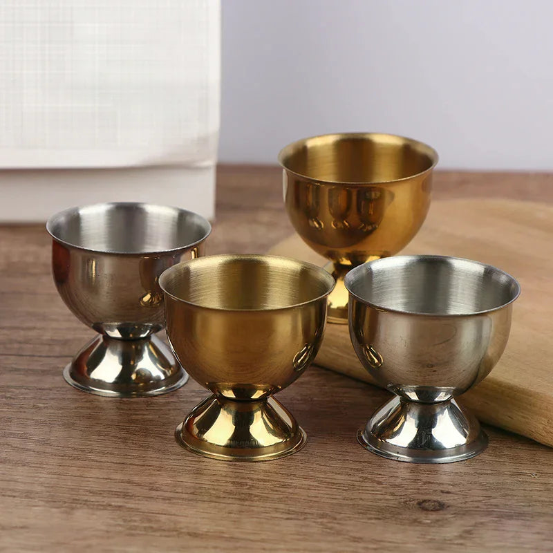 4-Piece Stainless Steel Egg Cups Set – Boiled Egg Stand Holder Egg Cup Set Axl