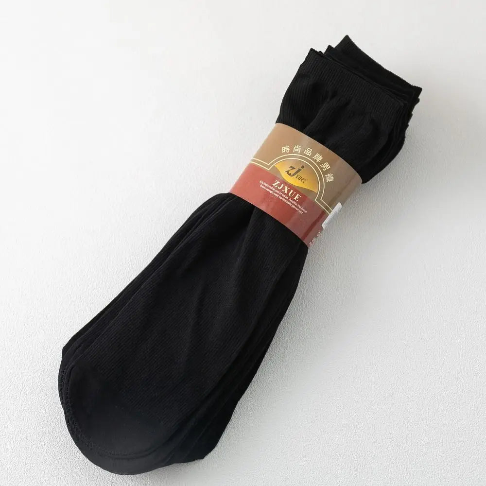 10 Pairs Men's Bamboo Fiber Ankle Socks – Ultra-Thin Breathable Men's Ankle Socks Axl -Black-10Pairs One Size