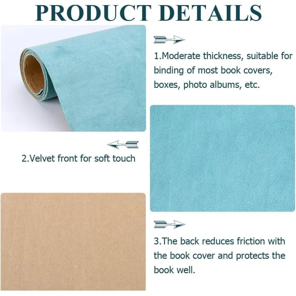 Self-Adhesive Turquoise Velvet Book Cloth 43x14 in | Bookbinding Bookbinding Cloth Axl