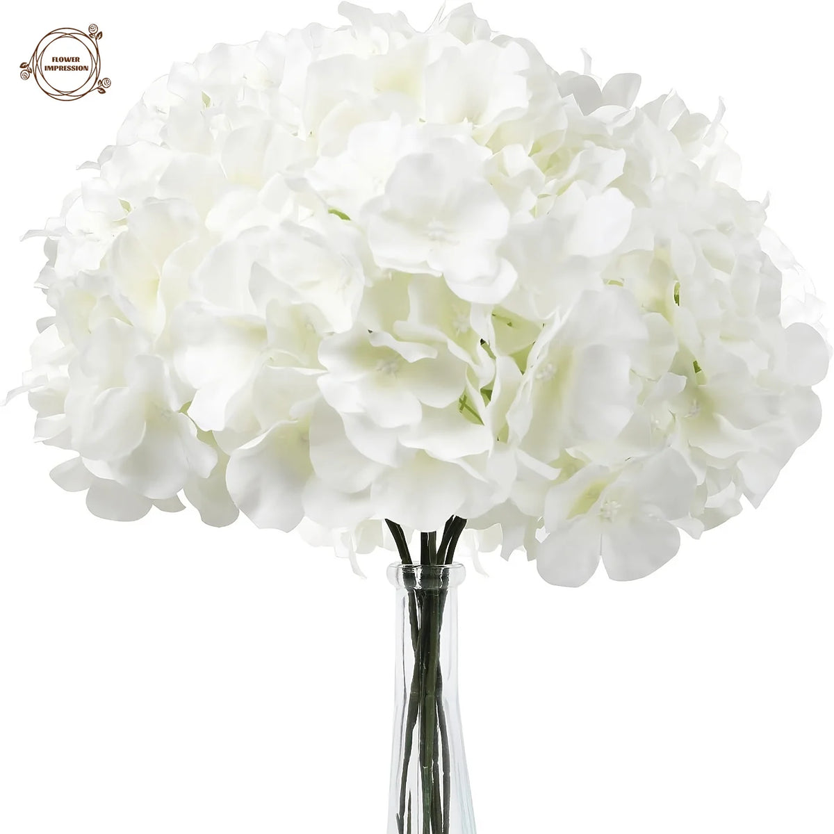 10 White Silk Artificial Hydrangea Flowers with Stems – Bouquet Artificial Silk Flowers Axl