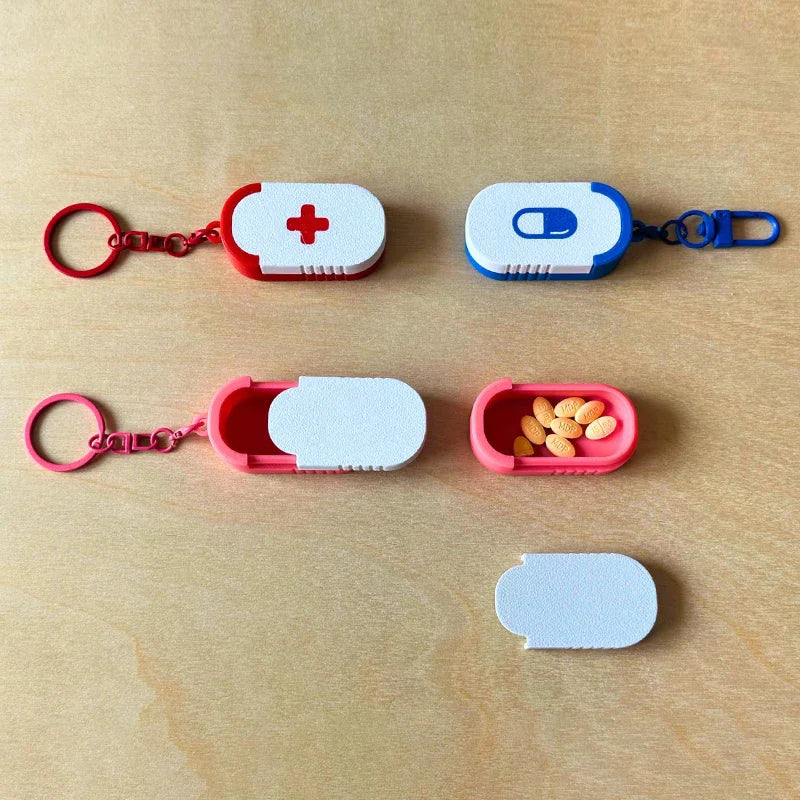 Mini Sliding Pill Box Keychain – Multi-Compartment Travel Case Pill Organizer Axl