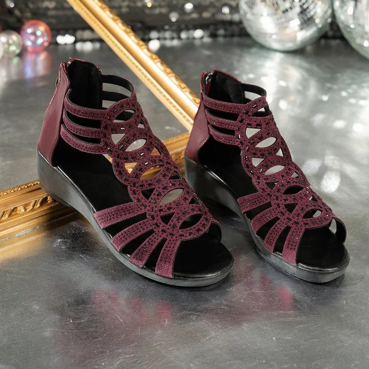 Women's Wedge Roman Sandals – Open Toe Platform, Sizes 5–14 Wedge Sandals Axl 35 wine red