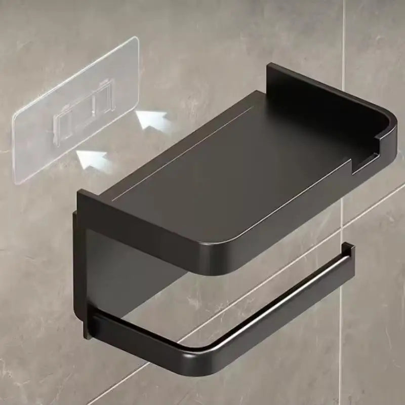 Wall Toilet Paper Holder with Phone & Storage Shelf Bathroom Storage Rack Axl