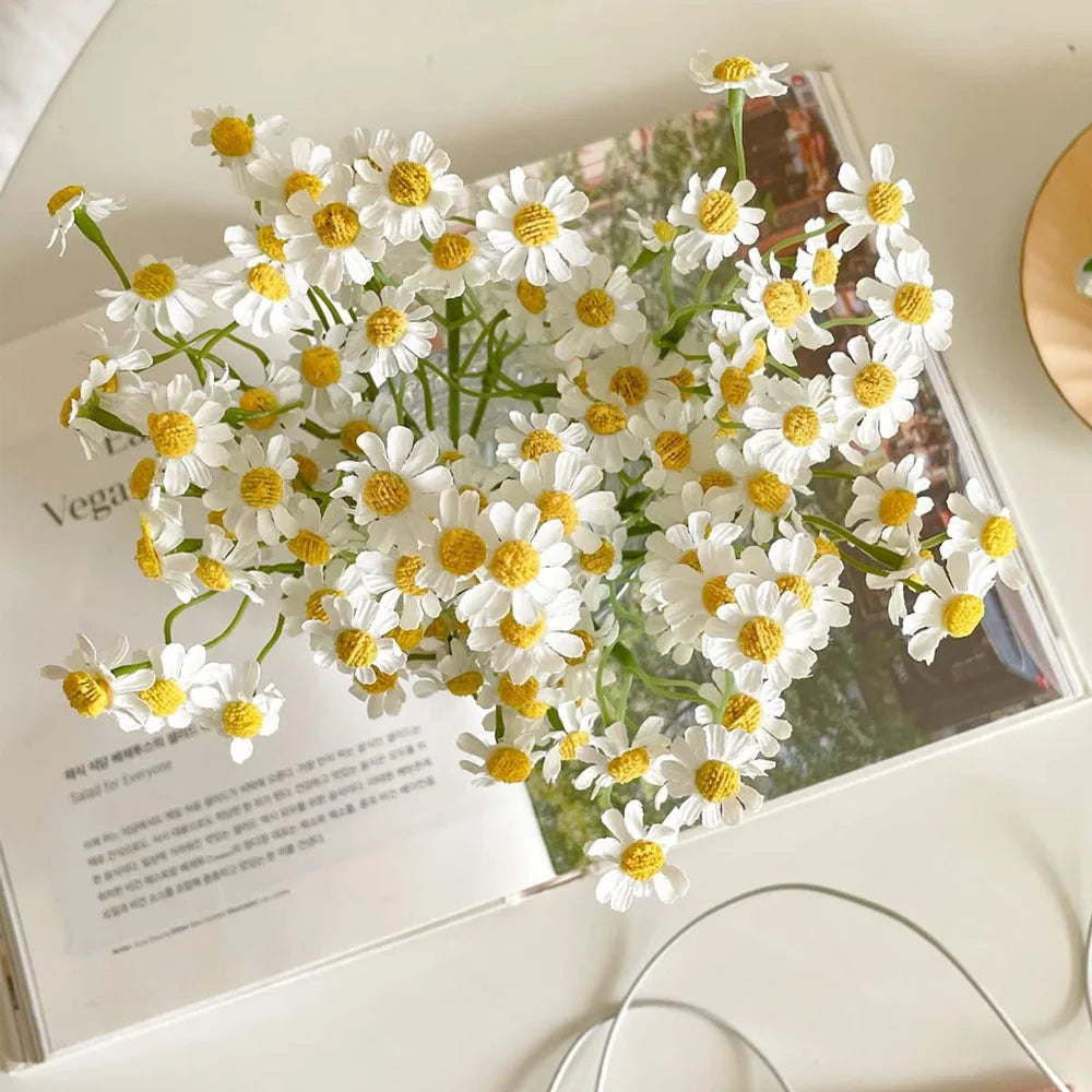 Artificial White Daisy Bouquets – 36 Pcs Fake Spring Flowers Artificial Flower Bouquet Axl