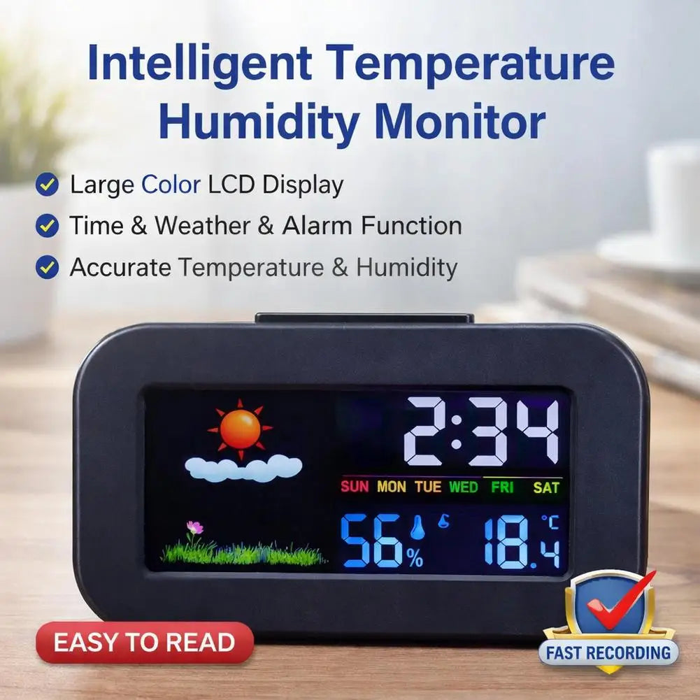 Weather Station Clock – Color Display Temp & Humidity Monitor Weather Station Clock Axl