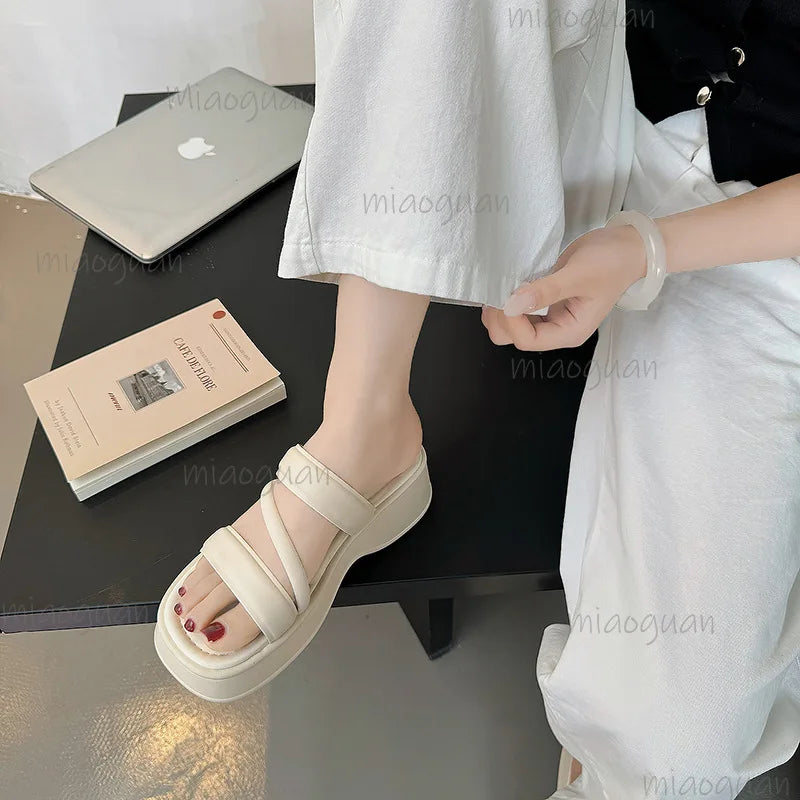 Women's Wedge Slide Sandals – Thick Sole Summer Slippers Wedge Slide Sandals Axl