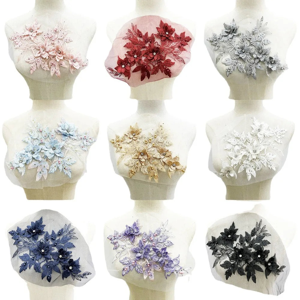 3D Sequin Flower Embroidery Patch – Floral Sew-On Appliqué DIY Embroidery Appliqué Patch Axl