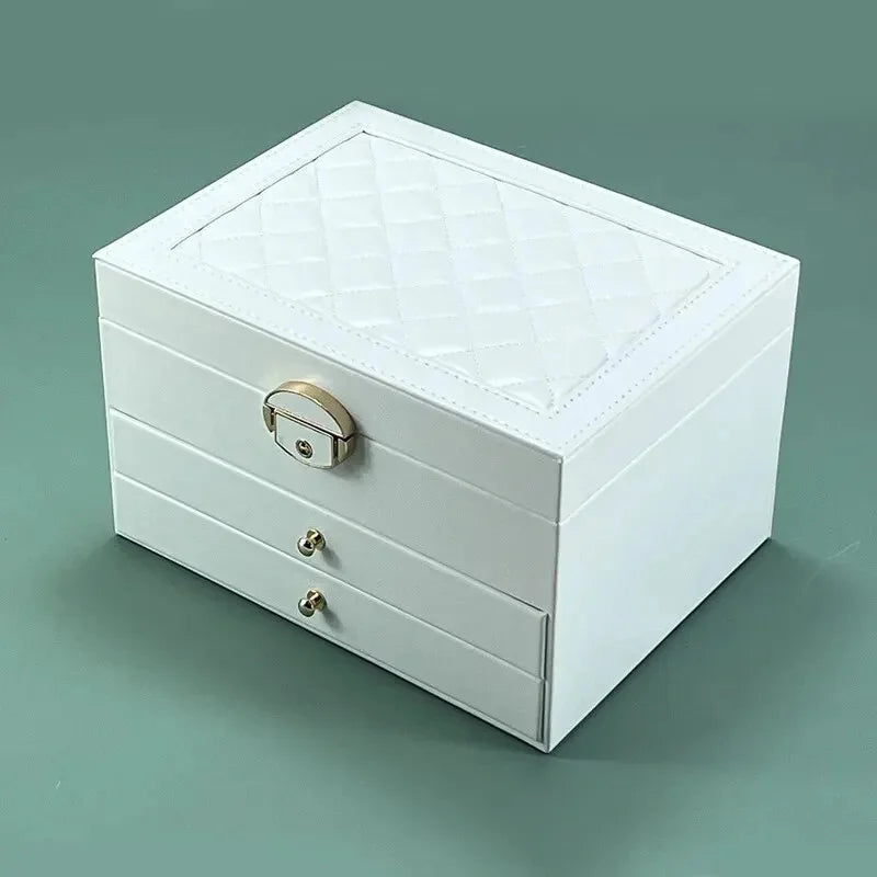 Multi-Layer Drawer Jewelry Organizer – Leather & Velvet Box Jewelry Storage Box Axl