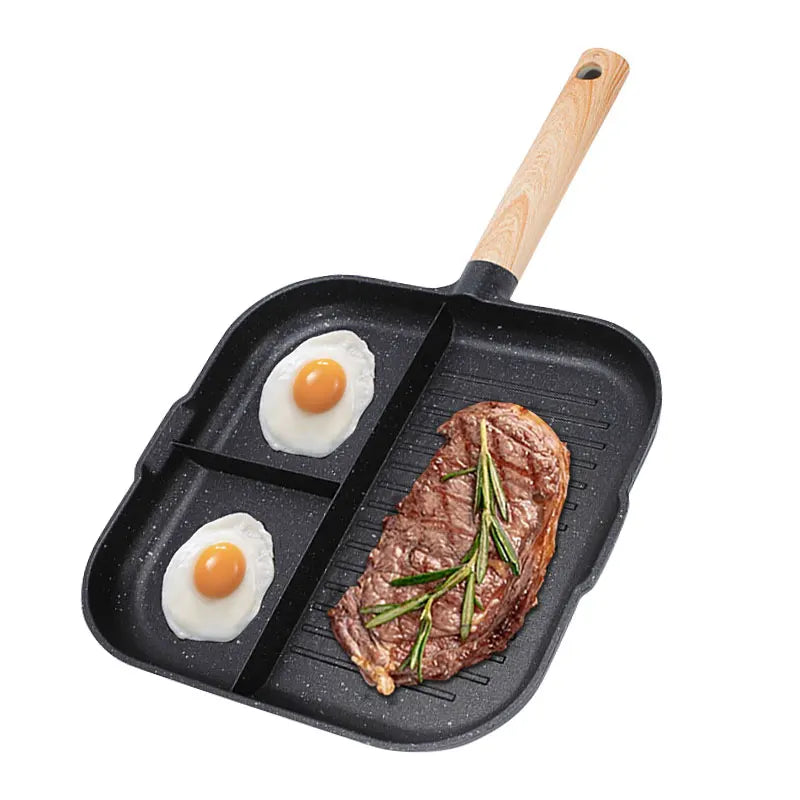 3-in-1 Non-Stick Divided Breakfast Frying Pan | Aluminum Alloy Divided Frying Pan Axl