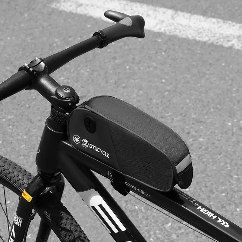 Waterproof Dual-Compartment Top Tube Bike Bag | Road & MTB Cycling Frame Bag Axl Cycling bag(Black) Average Size