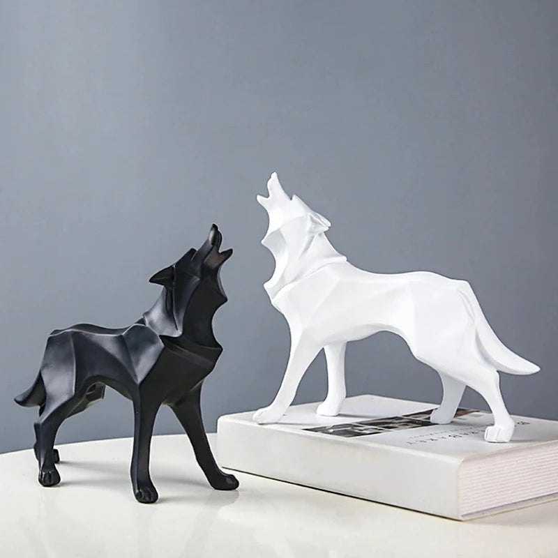 Modern Abstract Wolf Figurine – Geometric Resin Animal Statue Decorative Figurine Axl
