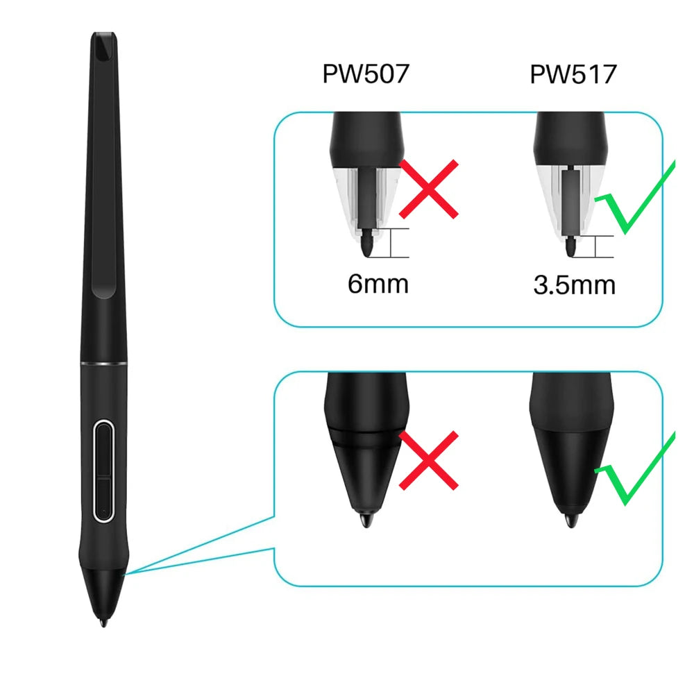 PW517 Replacement Nibs for Huion Kamvas Stylus – 10 Pack Stylus Replacement Nibs Axl