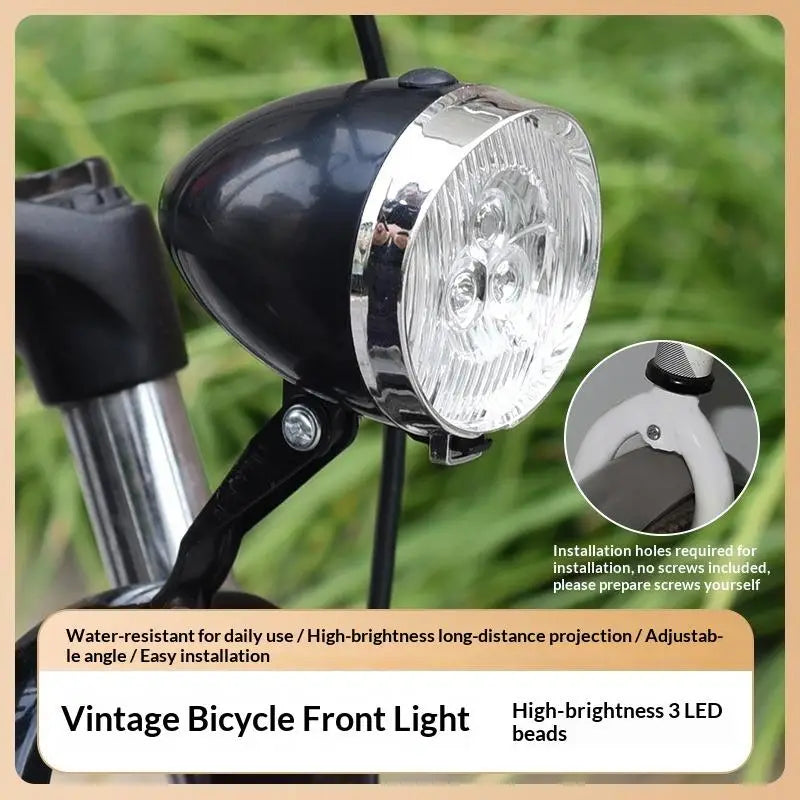 Retro Vintage 3 LED Bicycle Front Light – Night Riding Bike Headlight Axl