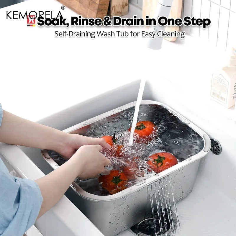 10L Stainless Steel Dishpan – Large Kitchen Wash Basin & Tub Kitchen Wash Basin Axl