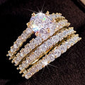 Huitan 2-Piece Cubic Zirconia Bridal Ring Set for Women Bridal Ring Set Axl Q258 5