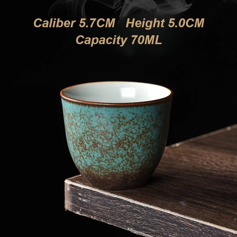 Japanese Crackle Glaze Ceramic Kung Fu Teacup – Vintage Green Ceramic Teacup Axl <200ml 70ML