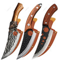 Forged Stainless Steel Boning & Meat Cleaver Knife – Wood Handle Kitchen Knife Axl 3pcs ABC