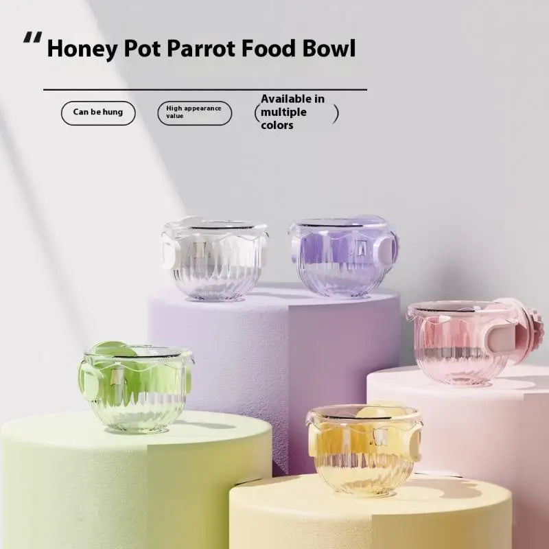 Clear Splash-Proof Parrot Feeding Bowl | Cage Hanging Bird Feeder Bird Cage Feeder Axl