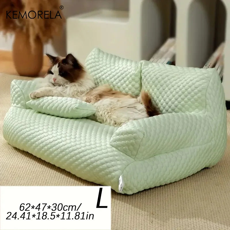 KEMORELA Washable All-Season Pet Sofa Bed – Dogs & Cats Pet Sofa Bed Axl Green L