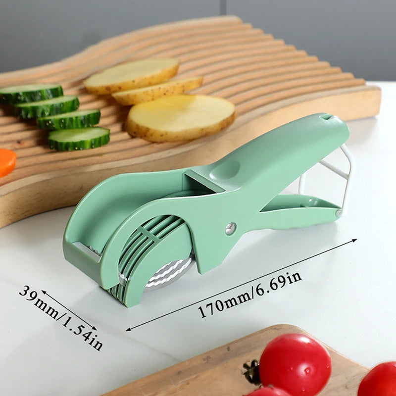 Stainless Steel Fruit & Vegetable Slicer | Manual Kitchen Tool Vegetable Slicer Axl Green