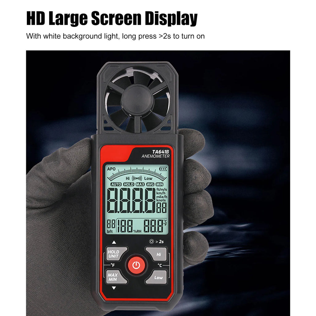 TA641B Portable Anemometer – Wind Speed & Airflow Meter Handheld Anemometer Axl