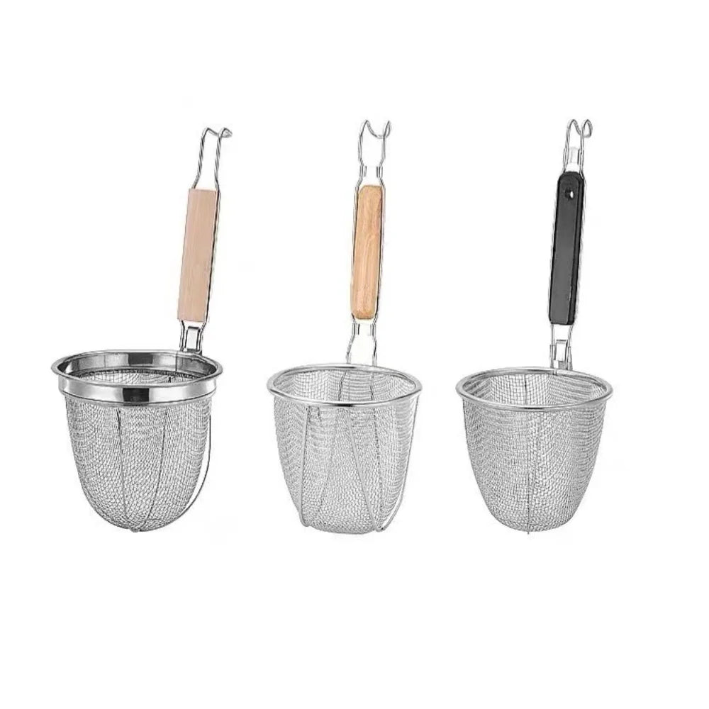 Stainless Steel Mesh Basket Strainer – Wooden Handle Mesh Basket Strainer Axl