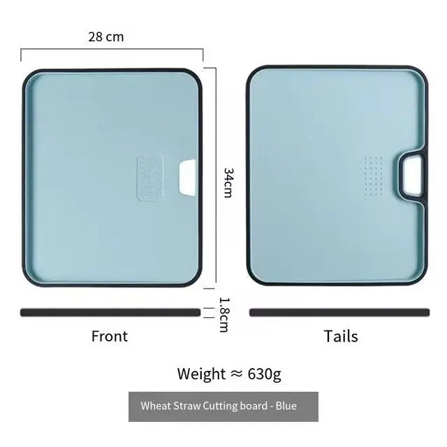 Wheat Straw Cutting Board with Garlic Grinder & Spill Guard Cutting Board Axl Blue 340x280x18mm