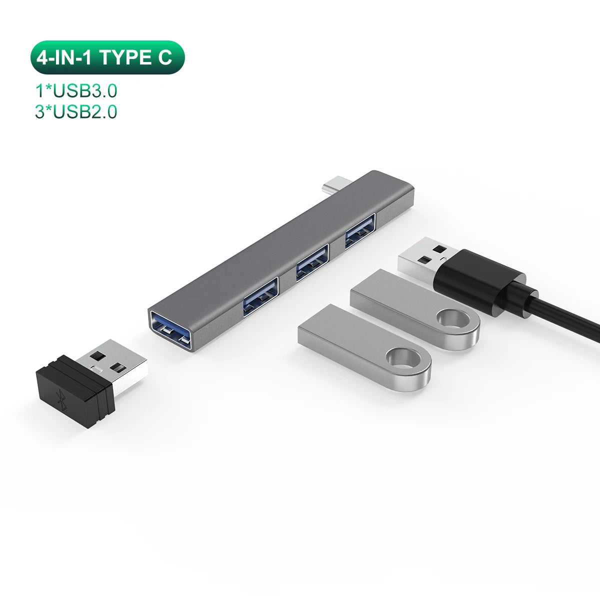 4-in-1 USB-C Hub 3.0 | 60W PD OTG Adapter for MacBook & Laptops USB-C Hub Axl TYPE C