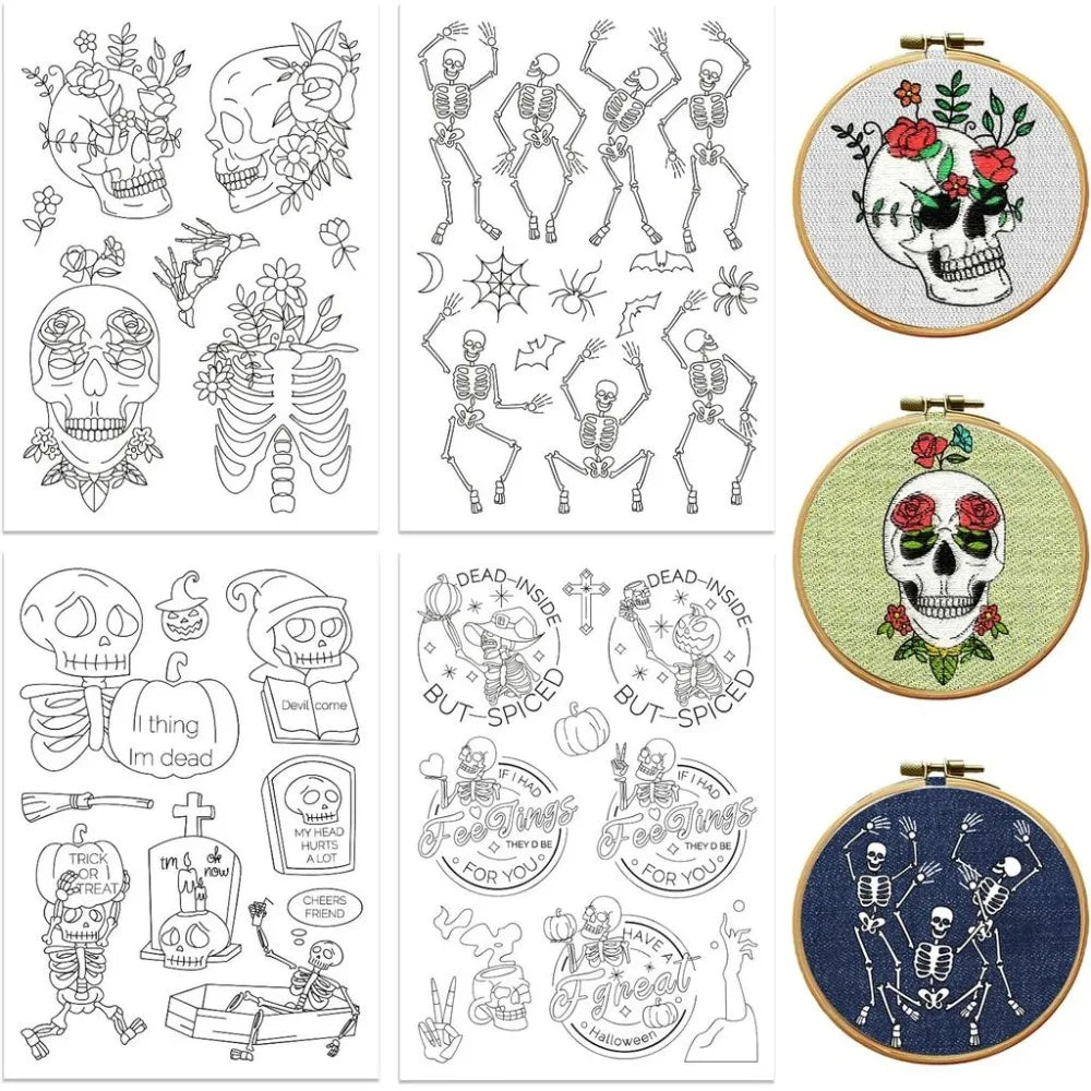 Water Soluble Embroidery Patterns – 4 Sheets, 39 Designs Embroidery Pattern Kit Axl AECH04-18800
