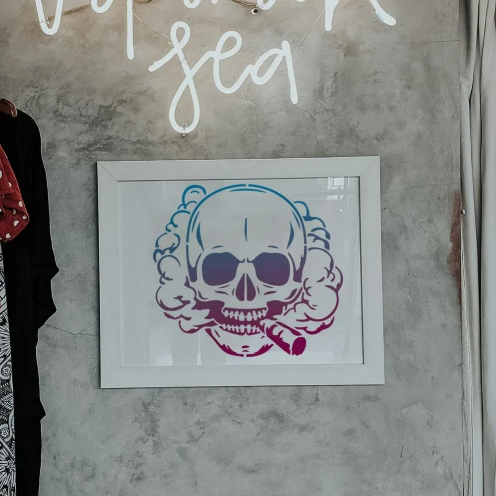 Large Skull Stencil 11.8" – Halloween Skeleton Drawing Template Craft Stencil Axl