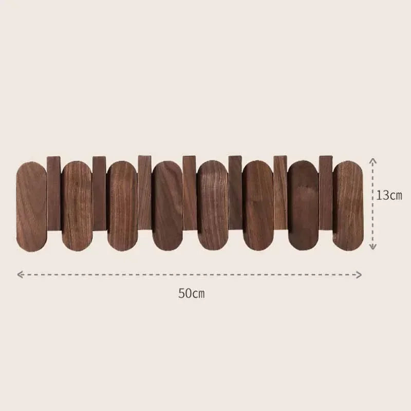 Piano Key Wall-Mounted Coat Rack – 12-Hook Oak Wood Organizer Wall-Mounted Coat Rack Axl Style A-7 Hooks