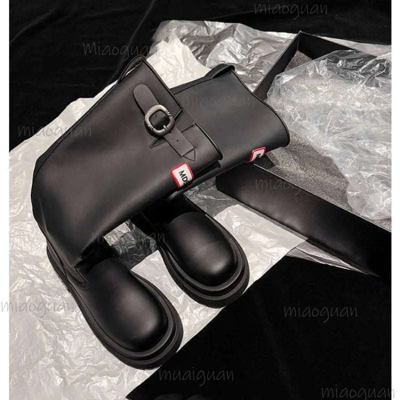 Women's Waterproof Mid-Calf Rain Boots – Anti-Slip Wedge Women's Rain Boots Axl black 36