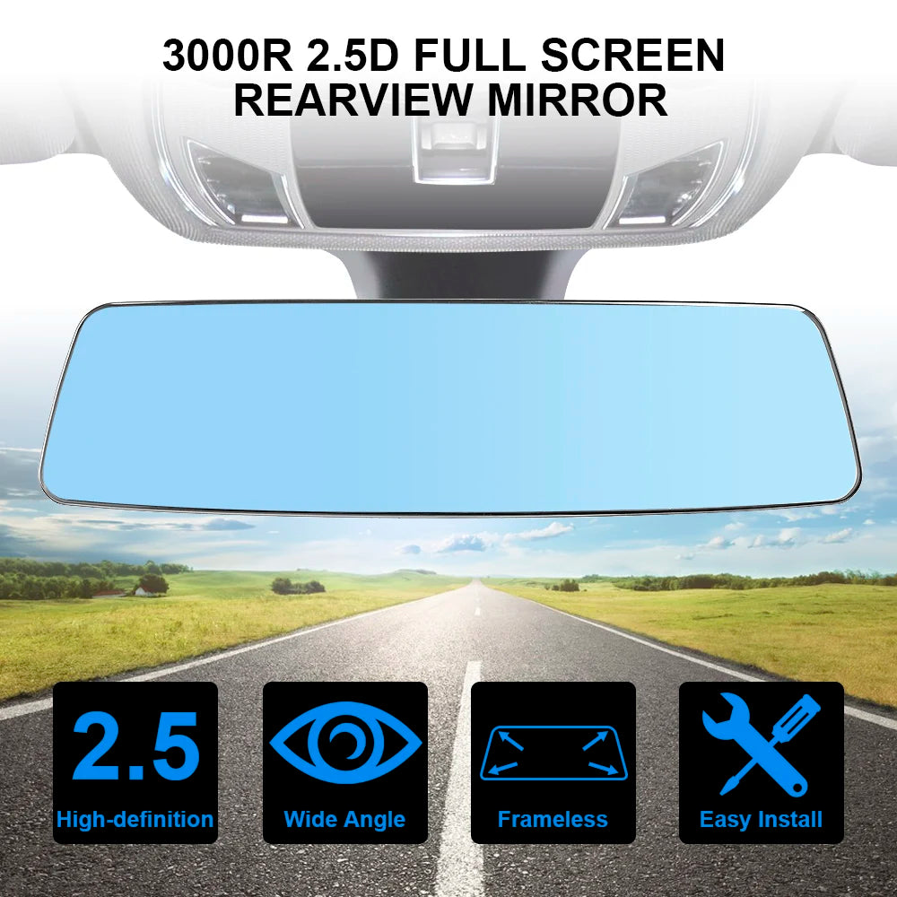 Wide-Angle Anti-Glare Car Rear View Mirror – HD Blue Glass Car Interior Mirror Axl