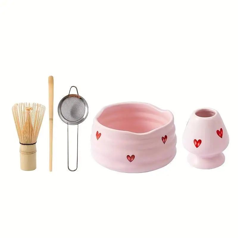Ceramic Matcha Set – Bowl, Whisk, Holder & Bamboo Scoop Kit Matcha Tea Set Axl