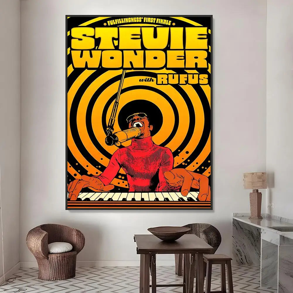 Stevie Wonder HD Waterproof Wall Poster PVC Sticker | Music Décor Wall Poster Sticker Axl White02 30X40cmNoframe