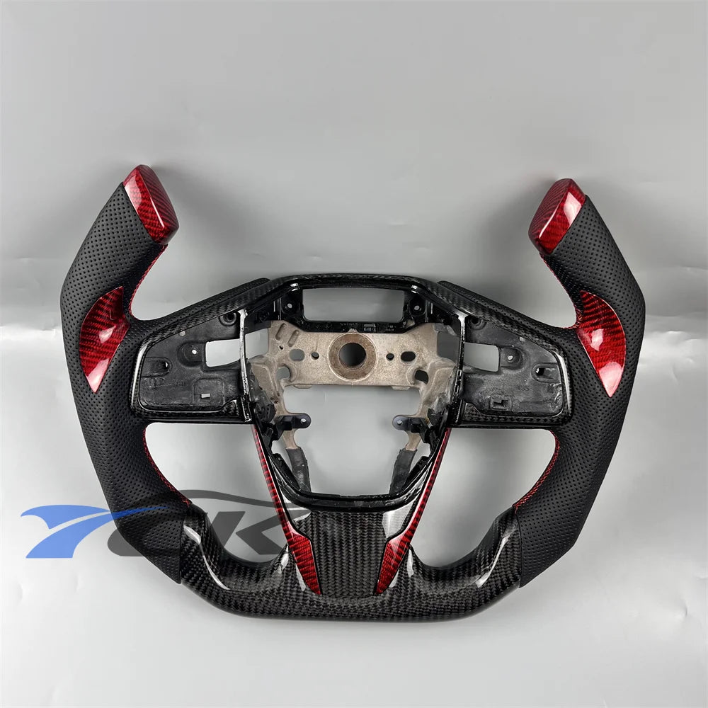 Carbon Fiber Leather Steering Wheel – Honda Civic 2016–2021 Custom Steering Wheel Axl Black steering wheel