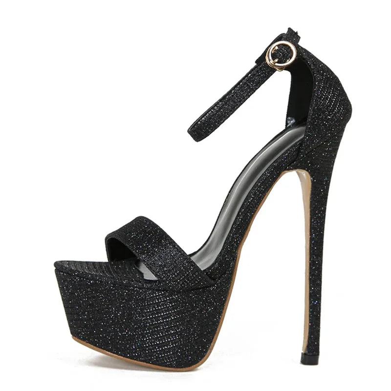 Women's Sequined Platform High Heel Sandals – Size 34–46 Platform Heeled Sandals Axl
