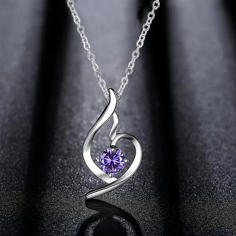 Huitan Cubic Zirconia Pendant Necklace – Women's Wedding Jewelry Pendant Necklace Axl