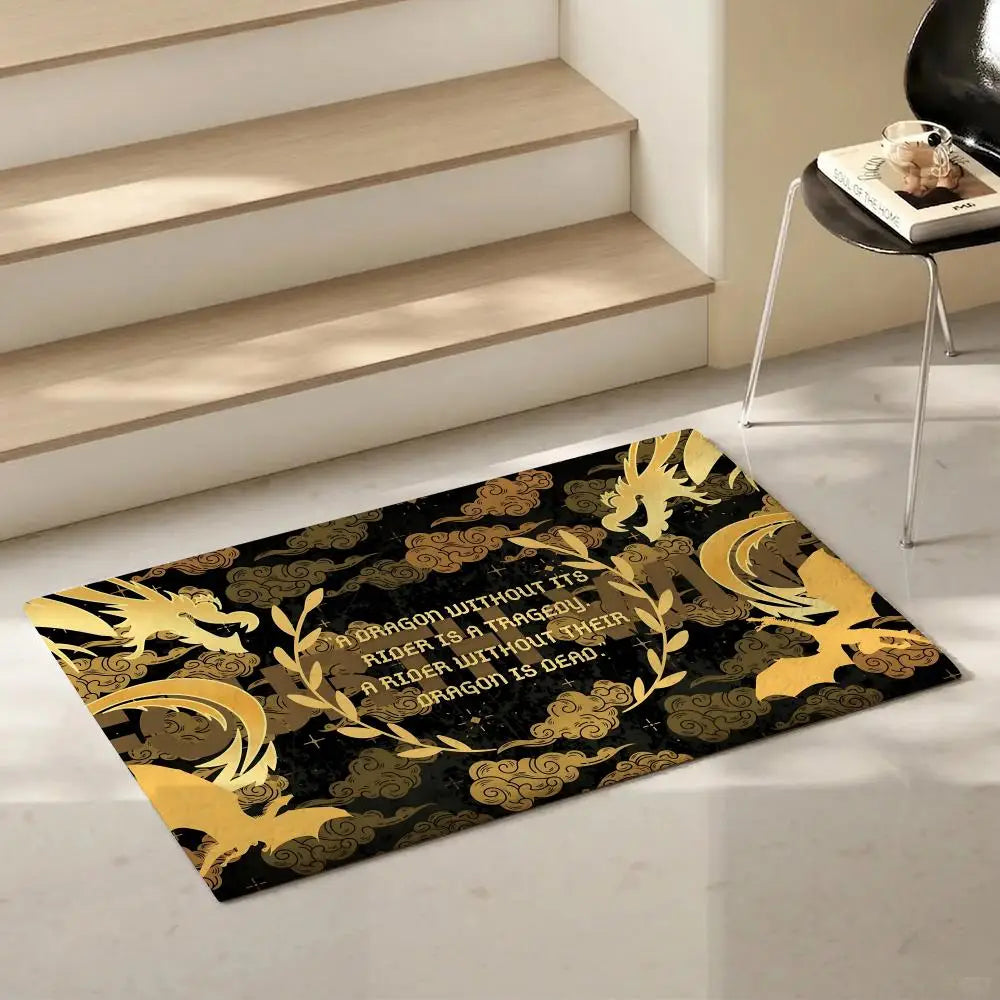 Fourth Wing Fantasy Flannel Floor Mat – Non-Slip Indoor Rug Flannel Floor Mat Axl