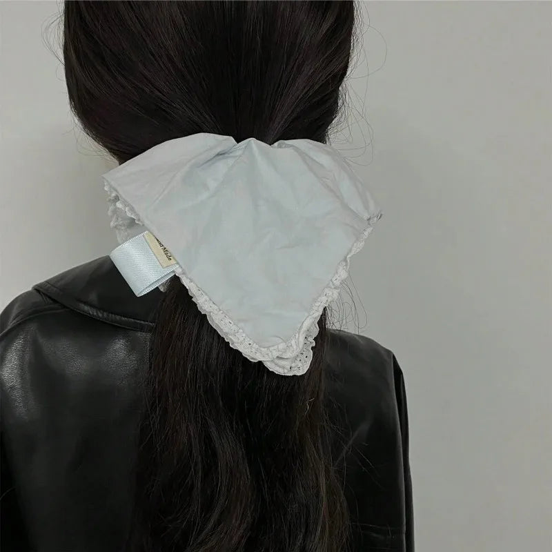 Women's Light Blue Soft Hair Scrunchie | Korean Style Hair Tie Hair Scrunchie Axl