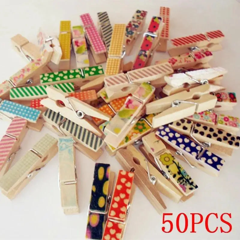 50-Pack Natural Wooden Mini Clips – Craft & Photo Clothespins Wooden Craft Clips Axl A