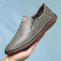 Men's Genuine Cowhide Leather Loafers – Slip-On Driving Shoes Leather Loafer Shoes Axl GRAY 41