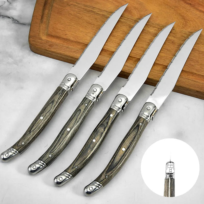 Laguiole Steak Fork Set 4–10 Pcs | Grey Pakkawood Handle Steak Fork Set Axl