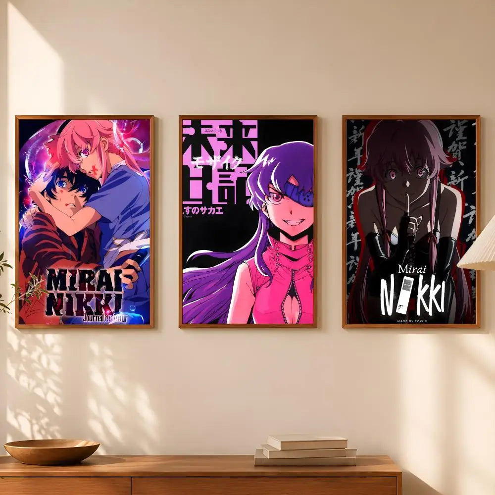Mirai Nikki Anime Poster – Self-Stick HD PVC Waterproof Wall Art Anime Wall Poster Axl