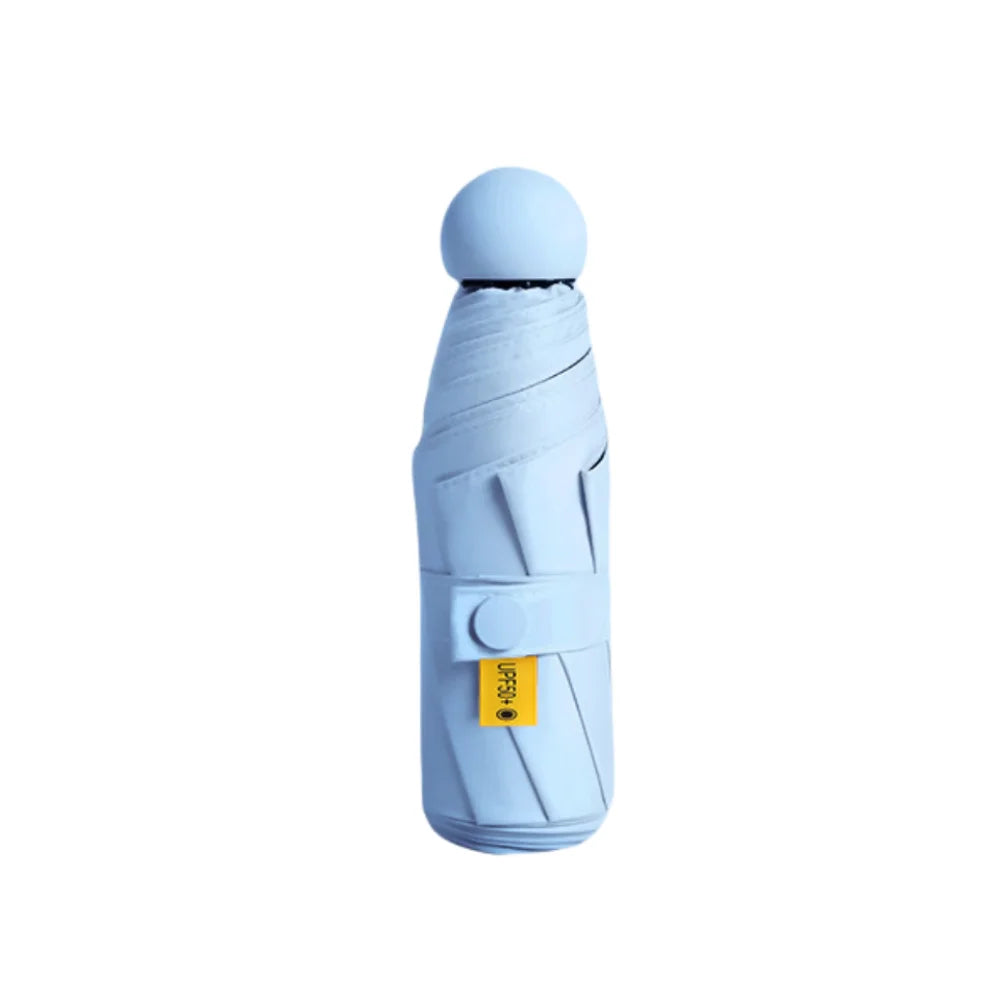 Mini Capsule Folding Umbrella UPF50+ Portable Sun Rain Travel Folding Travel Umbrella Axl Iron 8K Blue-1pcs