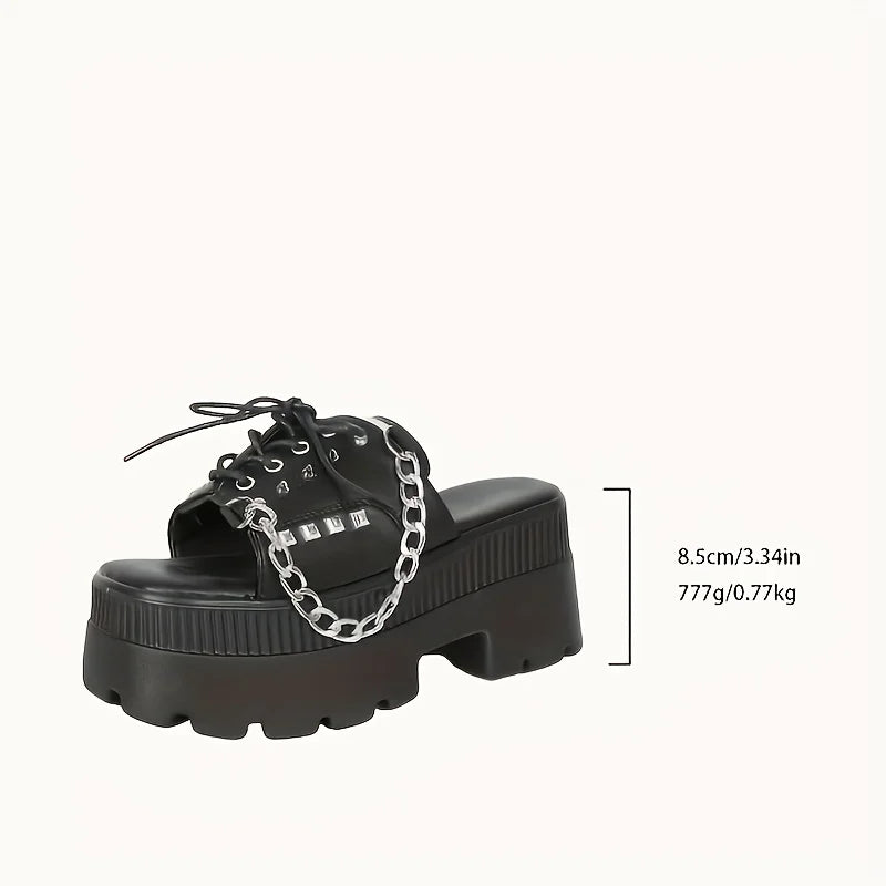 Gothic Platform Wedge Sandals – Rivet Buckle Women's Shoes Platform Wedge Sandals Axl