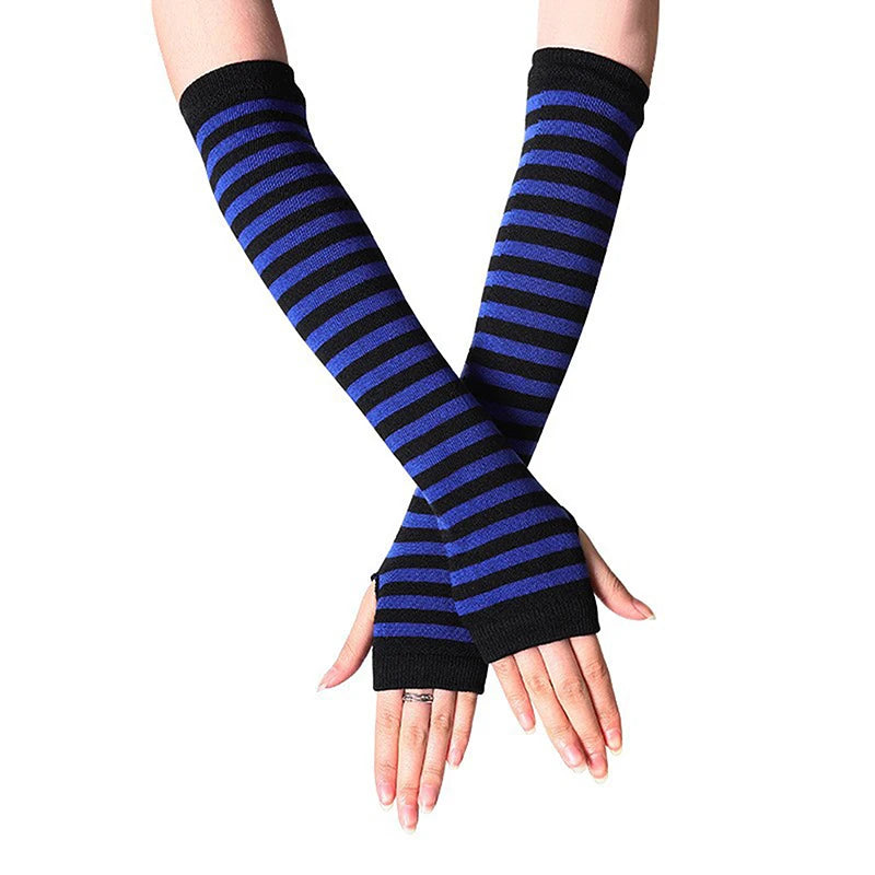 Women's Fingerless Knit Arm Warmers – Long Sleeve Wrist Gloves Fingerless Arm Warmers Axl blue
